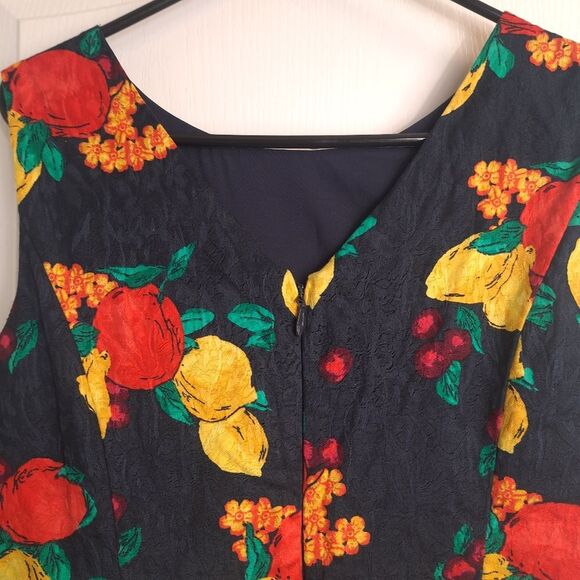 Eva Mendes Navy Blue Lemons and Fruit Fit & Flare Dress - Picture 4 of 5